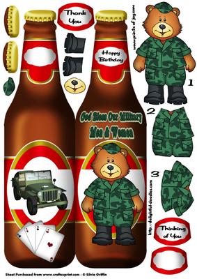 Beer Bottle with Bear Dressed in Coumaglage Dl