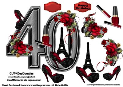 Ladies 40th Bd with Roses and Stilettos