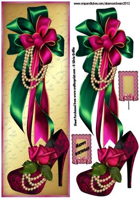 Stunning Bow with Pink Stiletto and Pearls Dl