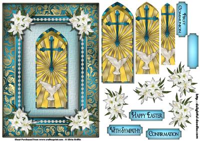 Stained Glass Cross with Lilies Py