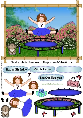 Girl on a Trampoline with blue skirt SBS