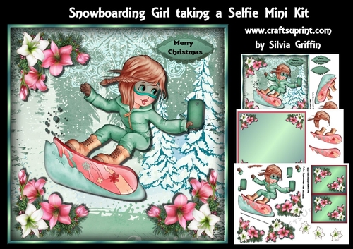Girl on Snowboard taking a selfie MK