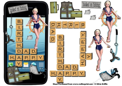 Scrabble Happy Birthday DAD  Decoupage