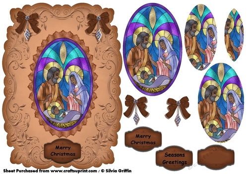 Ethnic Nativity in stained Glass Pyramid