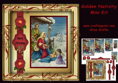 Gold Framed Nativity  Pyramid MK