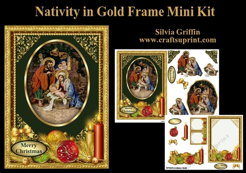 Nativity in Gold Frame Decoupage Mini Kit