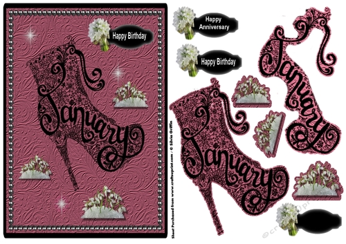 January Birthday - Garnet Colored and Snowdrops Flower QS