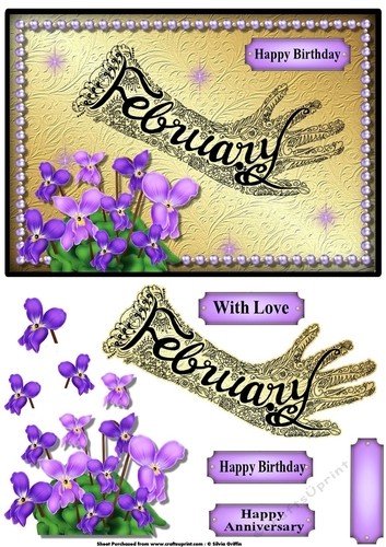 February Birthday - Violets 