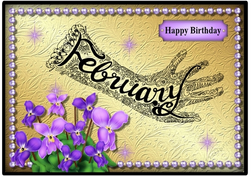 February Birthstone Amethyst and Violet Flower A4