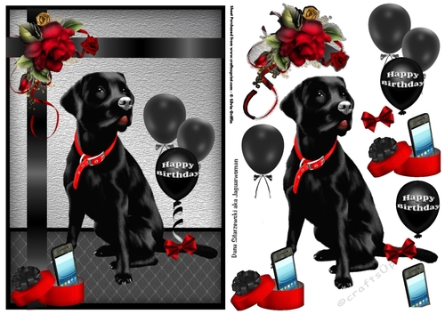 Black Labrador bringing you good cheer QS