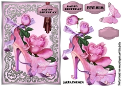Fancy Pink Shoe with Flowers