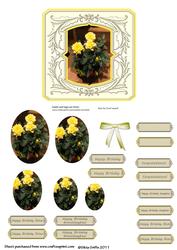 Yellow Roses in a White Frame Pyramid