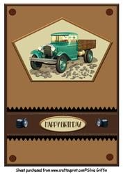 Teal Antique Truck A4