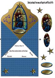 Nativity in Blue Stained Glass Fc