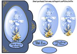 Cross with Lily and Hearts Blue Qs