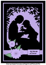 Mother and Child Silhouette Lavender A4