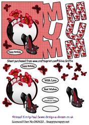 Black and Red Flower Circle Mum Card