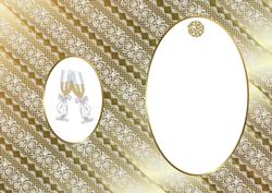 White Lace on Gold with Champagne Glasses Is