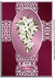 Lace Cross with Lilies Lilac A4