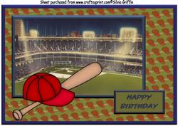 Baseball Field with Cap and Bat A4