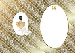White Lace on Gold with Perfume Bottle Is