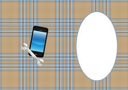 Blue Plaid with Cell Phone and Wrench Is