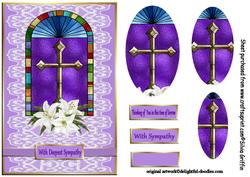 Stained Glass Widow with a Cross in Lilac and Lace Qs