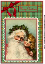 Vintage Santa with Little Girl A4