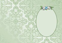 Flowers on Light Green Silk Background Is