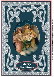 Angel and Baby Jesus Surrounded by Lace A4