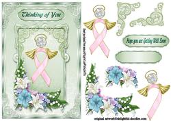 Breast Cancer Angel with Flowers Sbs