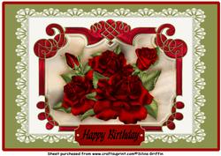 Red Roses on White Lace A4