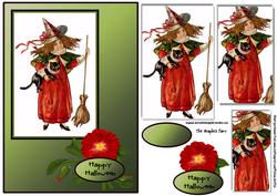 Little Halloween Girl with Cat Qs