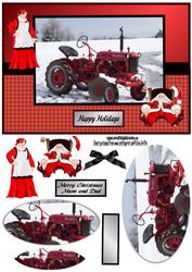Tractor in the Snow with Santa Qs