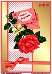 Peach Rose with Envelope Birthday A4