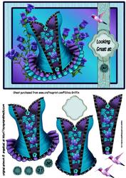 Blue Fancy Corset with Flowers Sbs