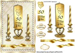 Golden Anniversary Candles with Lace Qs