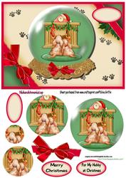 Cute Dogs in Front of Fire Place Snowglobe