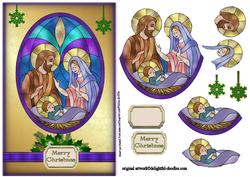 Stained Glas Oval Nativity Sbs