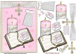 Festive Girl Baptism with Bible and Candle Qs