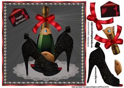 Fancy Black Shoes with Champagne Bottle Sbs