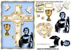 Faith Cross in Blue with Little Boy Qs