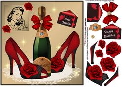 Red Hot Shoes with Roses and Champagne Qs