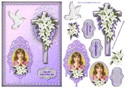 Young Girl in Lavender Frame and Lilies Qc