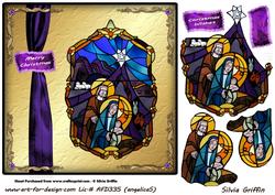 Stained Glas Nativity in Gold Sbs