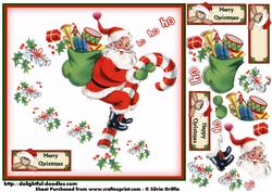 Santa Riding on a Candy Cane Sbs