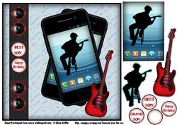 Teen Playing the Guitar in a Smartphone Sbs