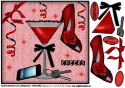 Ladies Shoe in a Martini Glass in Red Qs