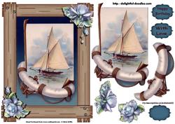 Sailboat in a Wood Frame Qs
