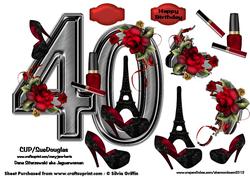 Ladies 40th Bd with Roses and Stilettos